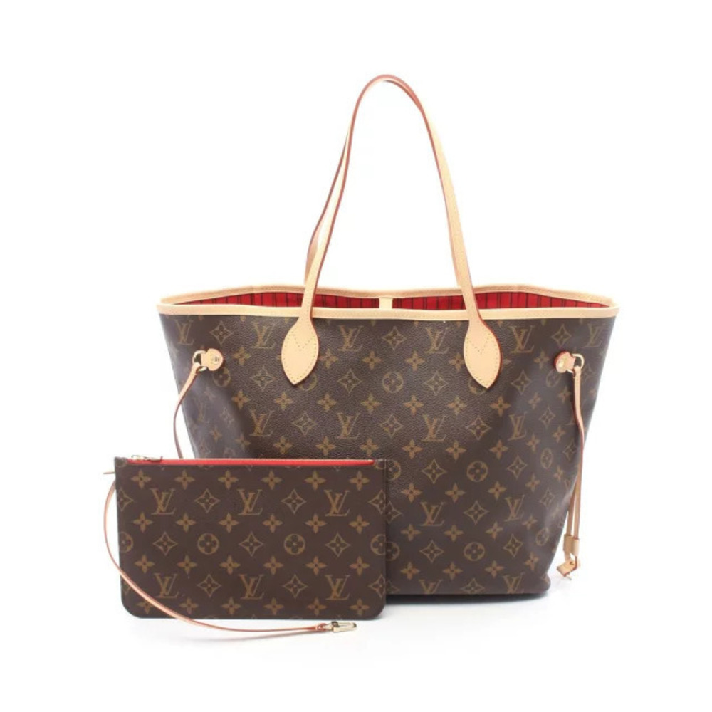 Louis Vuitton Neverfull Monogram Tote Bag Canvas Leather Brown